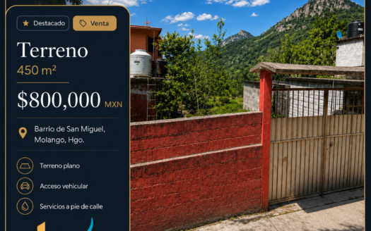 Terreno de 450 m² en venta en Barrio de San Miguel, Molango